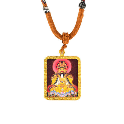 Purple Gold Sand Cinnabar Dragon Thangka Pendant - Tibetan Spiritual Necklace for Protection