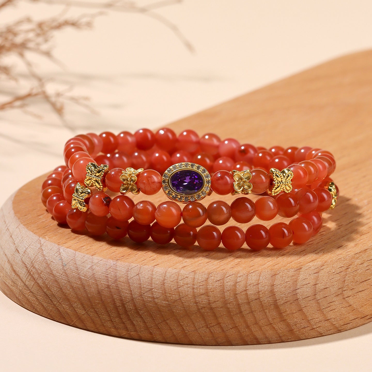 Natural Southern Red Agate Multi-Circle Bracelet | Chinese Style Wealth & Protection Talisman