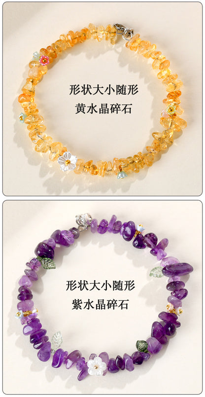 Natural Crystal Crushed Stone Bracelet Aquamarine Amethyst Citrine Irregular Fashion Original Women's Bracelet Jewelry