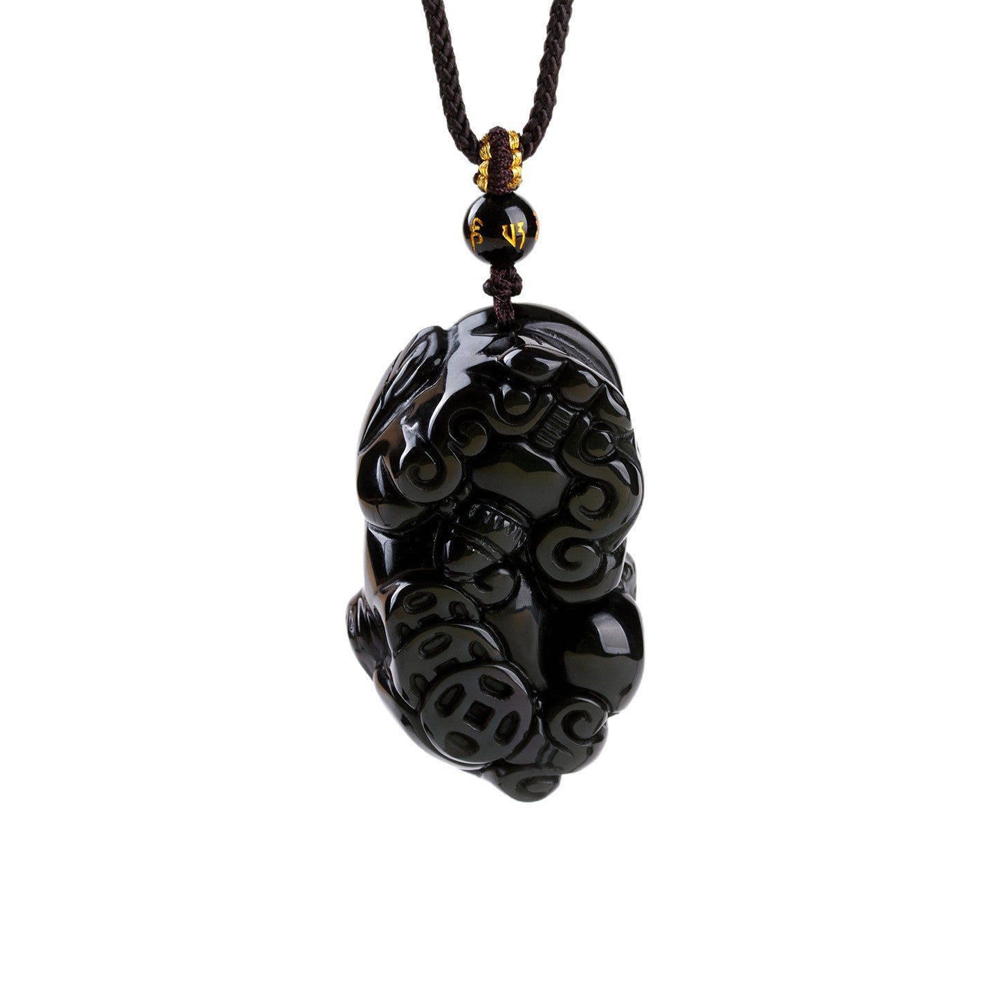 Natural Obsidian Pixiu Pendant Necklace | Chinese Style Unisex Wealth Talisman