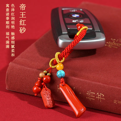 Natural High-Content Cinnabar Keychain for Car Protection and Continuous Progress