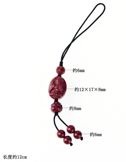 Natural Purple Gold Cinnabar Zodiac Buddha Phone Chain - Divine Protection & Fortune Attraction