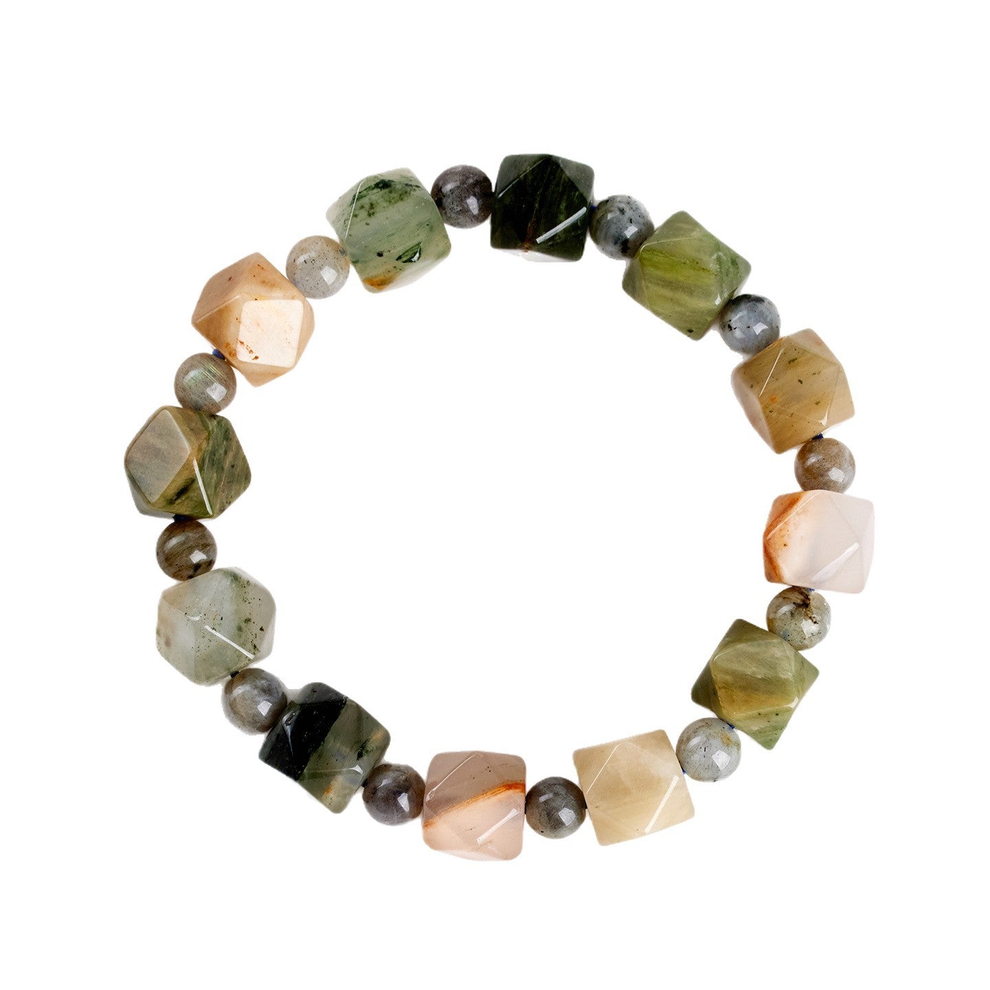 Natural Phantom Agate Irregular Single Circle Bracelet | Mystical Protection & Wealth Attraction