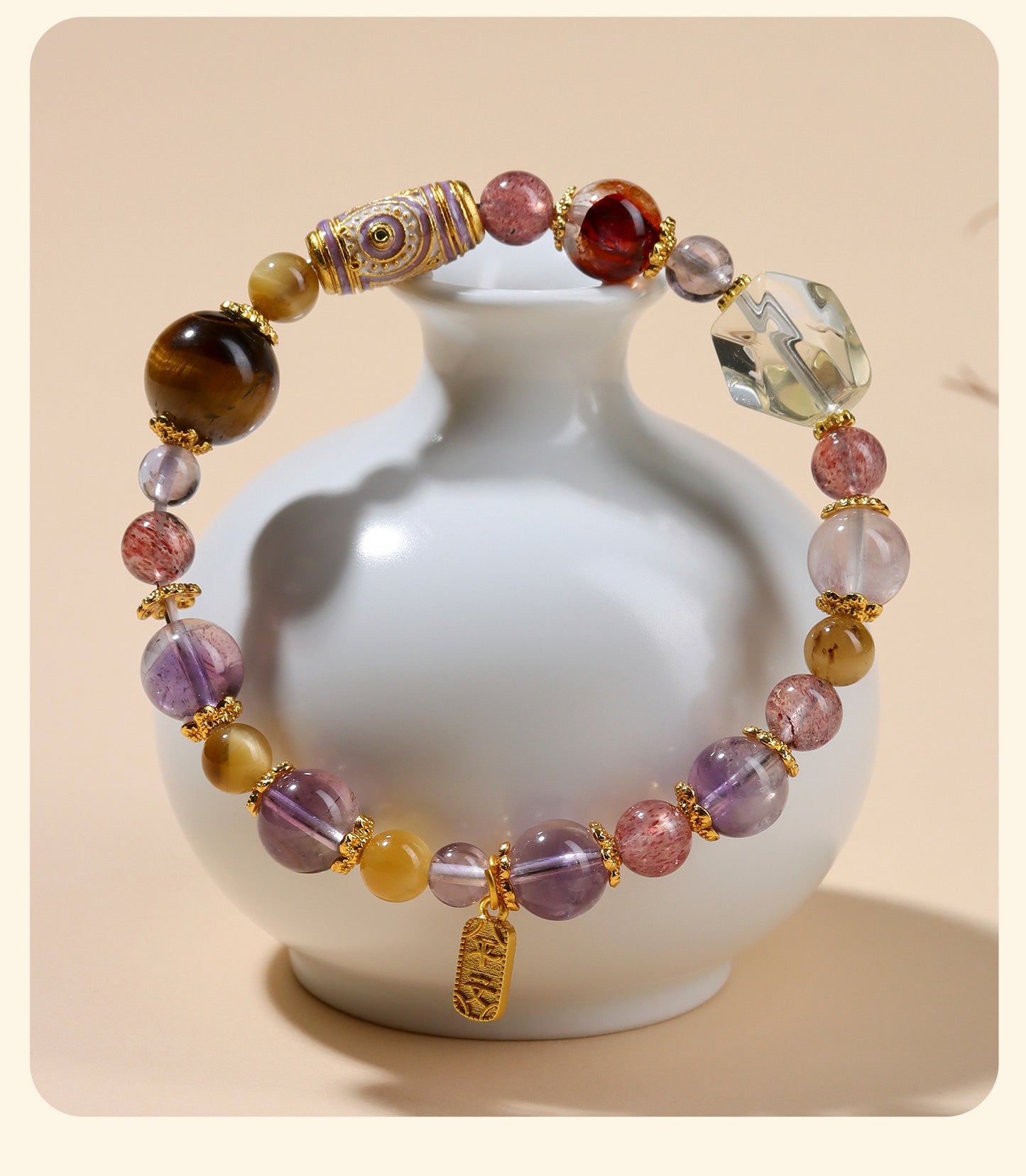 Nine Purple Fire Crystal Bracelet | Spiritual Protection & Fortune Multi-Gemstone Jewelry