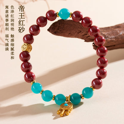Natural Imperial Red Cinnabar Tianhe Stone Bracelet - Chinese Cultural Women's Spiritual Jewelry
