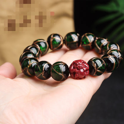 Tiger Year Incense Ash Glazed Bead Bracelet - Mystical Protection and Fortune Talisman