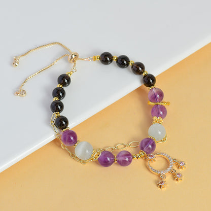 Capricorn Crystal Bracelet with Natural Citrine Amethyst | Zodiac Empowerment Spiritual Jewelry