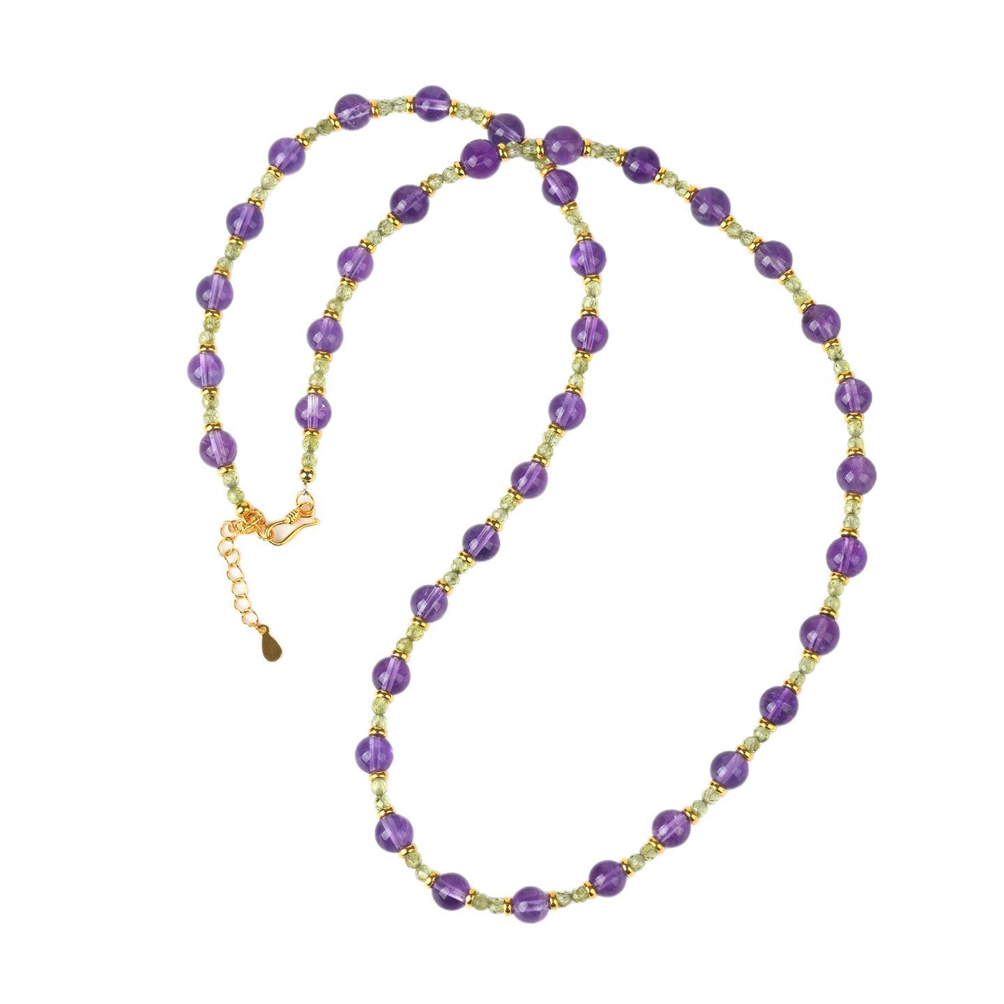 Natural Amethyst Peridot Clavicle Necklace | Spiritual Protection & Wealth Energy