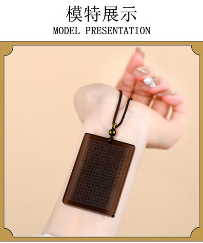 Natural Ice Obsidian Prajna Heart Sutra No Worries Pendant - Spiritual Protection for Zodiac Year