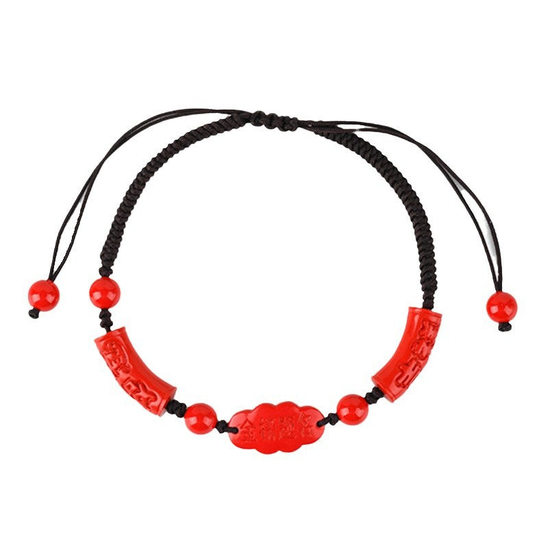 Imperial Red Cinnabar Woven Bracelet - Wealth and Protection Talisman