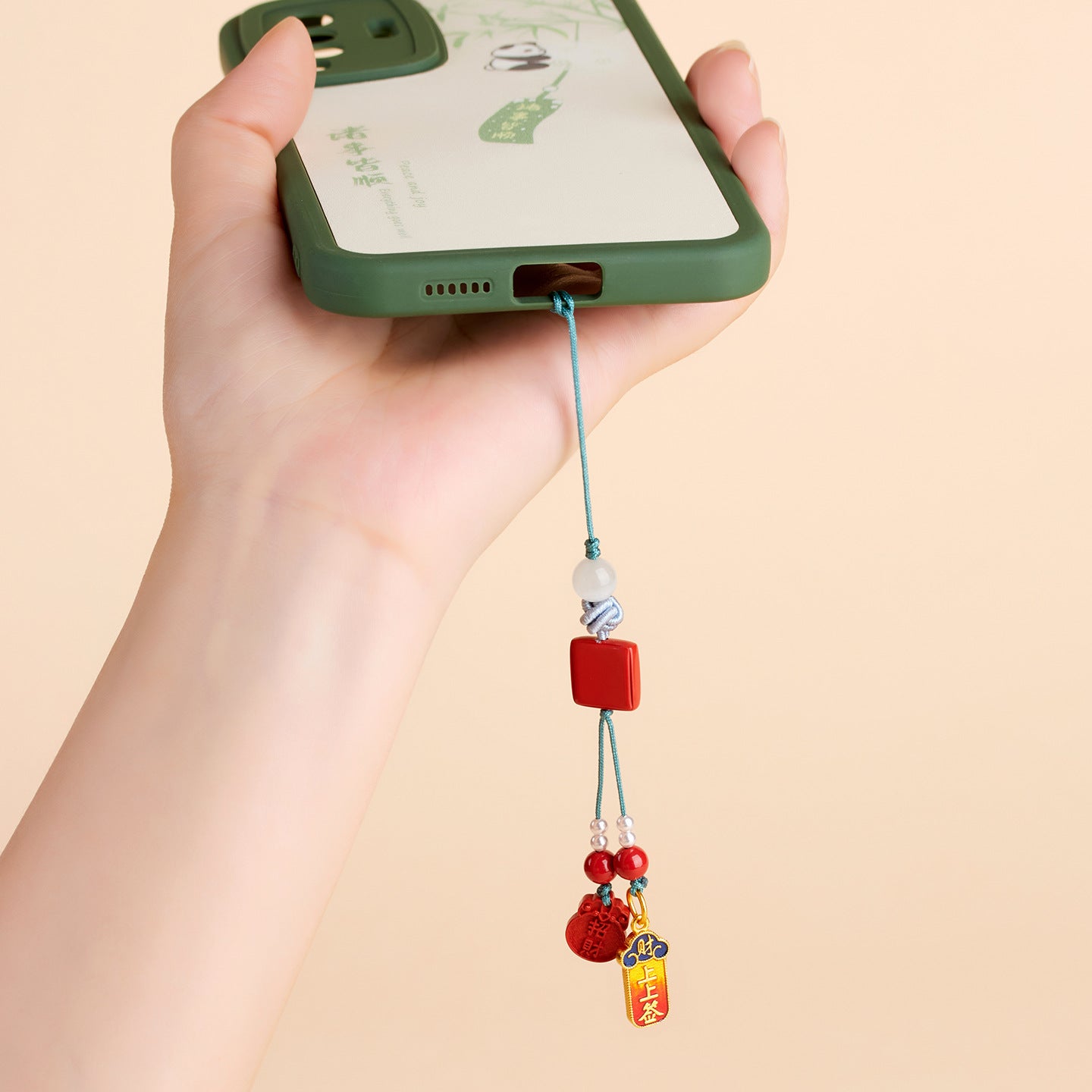 Natural Imperial Red Cinnabar Amulet Pendant for Phone & Keychain - Wealth & Protection Charm