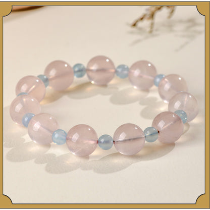 Natural Starlight Pink Aquamarine Bracelet | Love Harmony Crystal Jewelry for Women