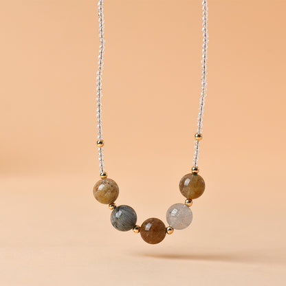 Natural White Crystal Four Seasons Ghost Collarbone Necklace - Adjustable Women's Spiritual Jewelry