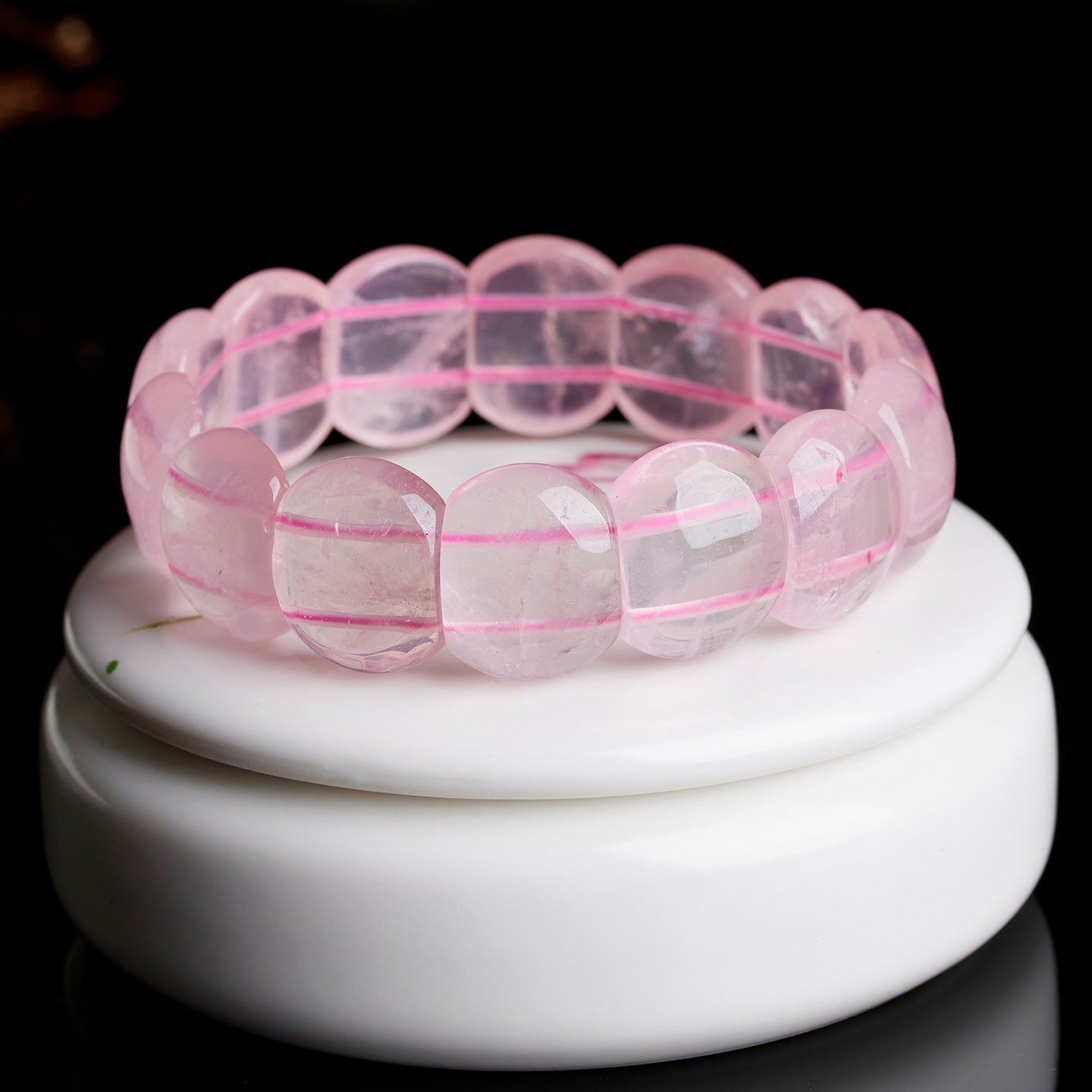 Natural Rose Quartz Crystal Bracelet - Peach Pink Healing Stone for Women's Harmony