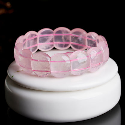 Natural Rose Quartz Crystal Bracelet - Peach Pink Healing Stone for Women's Harmony