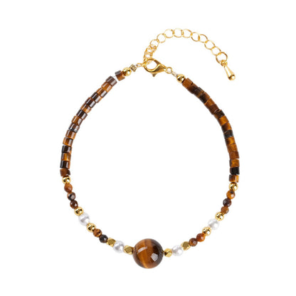 Natural Tiger Eye Stone Bracelet - Courage & Wealth Amulet for Women