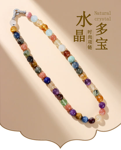 Natural Multi-Gemstone Crystal Collarbone Necklace | Mystical Energy & Fashion Elegance