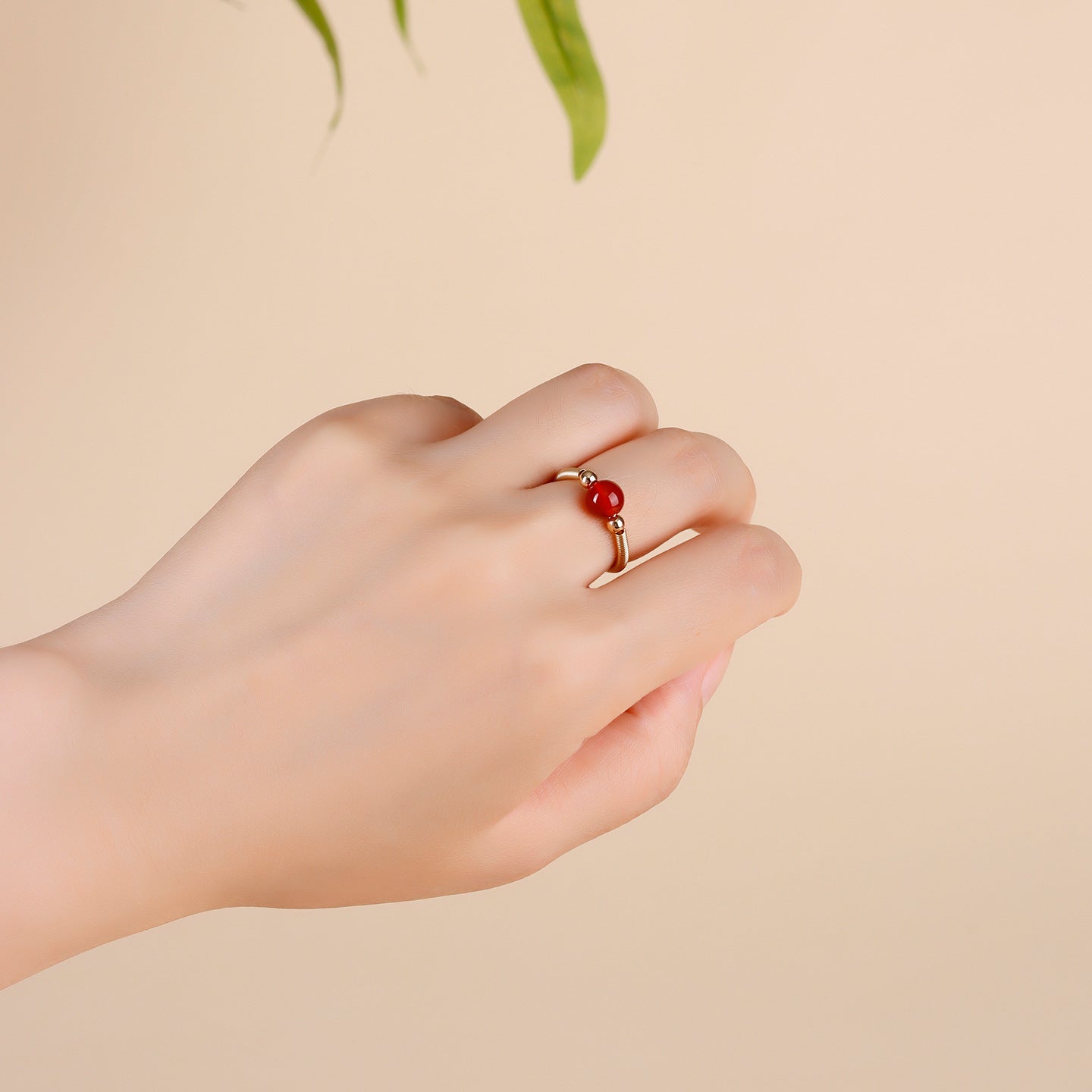 Handmade Crystal Agate Ring with Yellow Rutilated Quartz and Moonstone - Open Wire Wrapped Design for Wealth and Protection