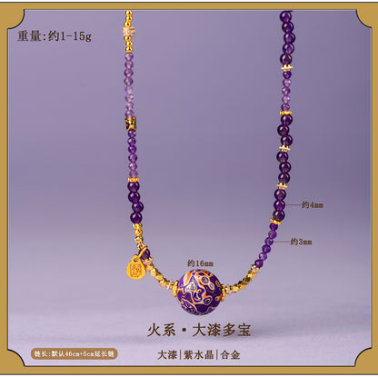 Natural Lacquer Five Elements Crystal Multi-Circle Bracelet & Necklace | Spiritual Balance Energy