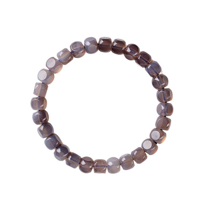 Mystical Gray Agate Sugar Cube Bracelet for Women - Harmony, Protection and Elegance