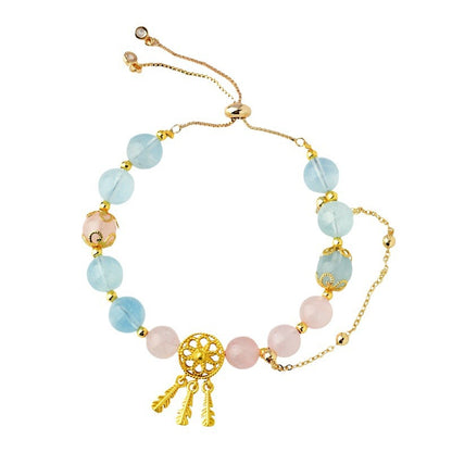 Pisces Crystal Bracelet with Natural Aquamarine & Rose Quartz | Emotional Harmony & Spiritual Awakening