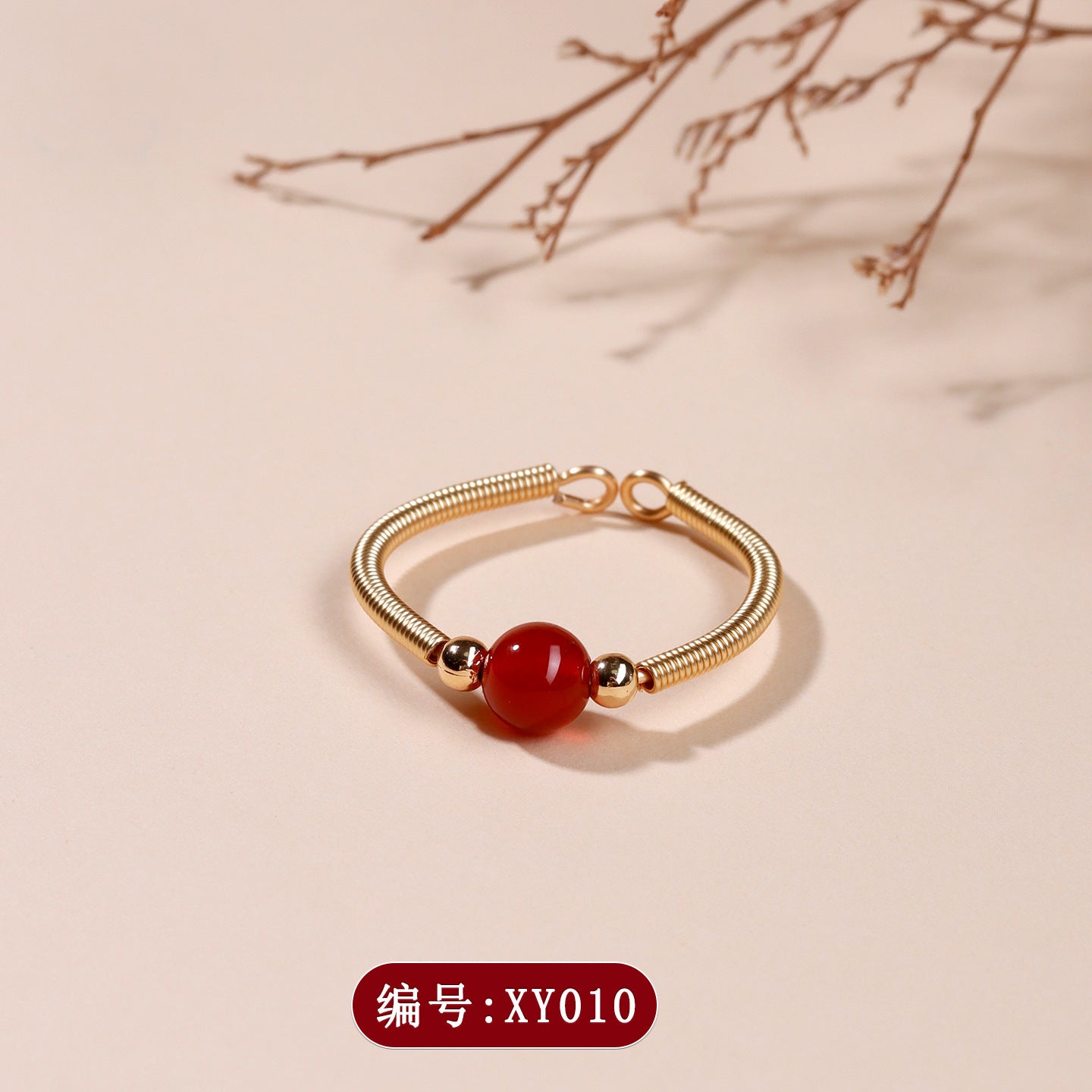 Handmade Crystal Agate Ring with Yellow Rutilated Quartz and Moonstone - Open Wire Wrapped Design for Wealth and Protection