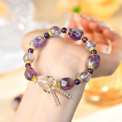 Purple Phantom Amethyst Crystal Bear Bracelet | Romantic Dreamy Talisman