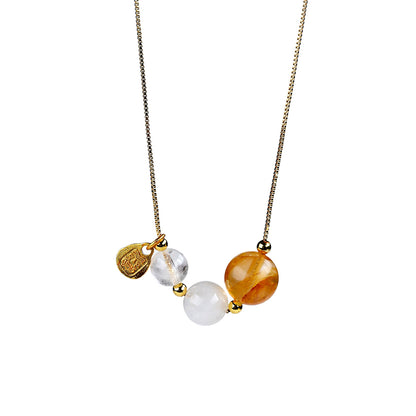 Natural Crystal Five Elements Collarbone Necklace | Balance Harmony & Wealth for Women