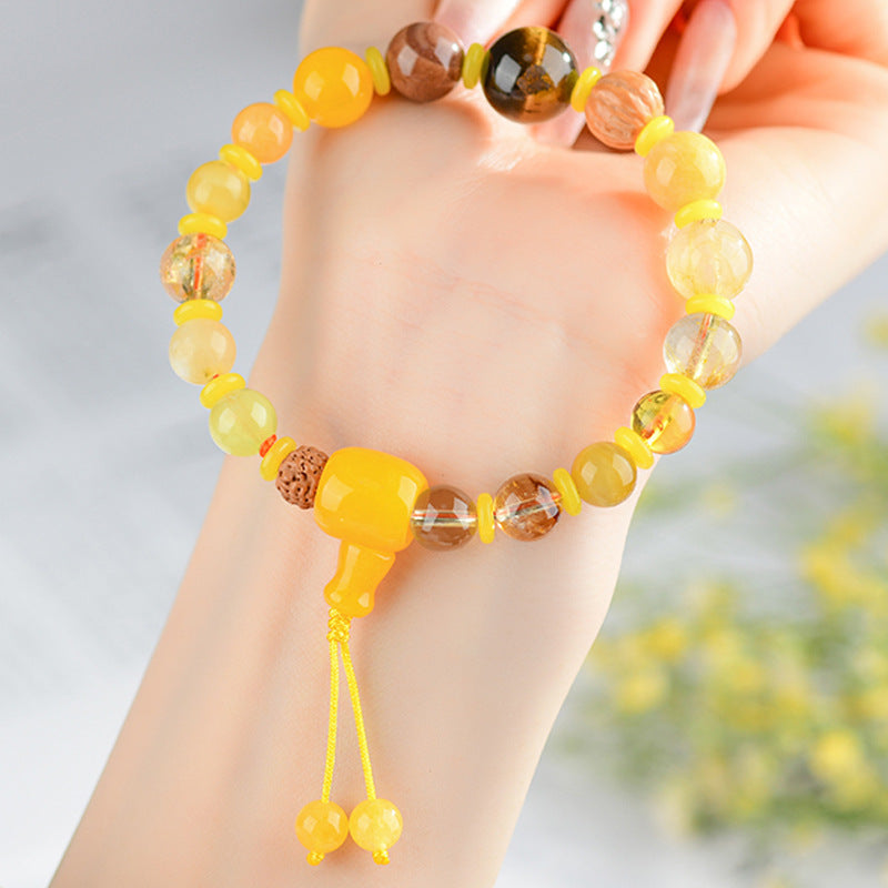 Eighteen Seeds Crystal Five Elements Balance Bracelet - Earth Replenishment for Men & Women