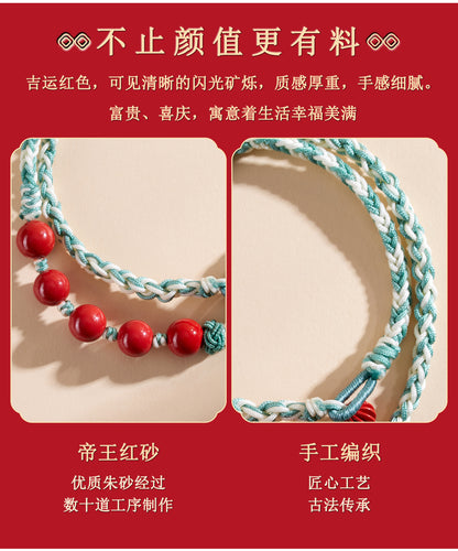 Natural Imperial Red Cinnabar Double Circle Tibetan Bracelet | Spiritual Protection & Harmony