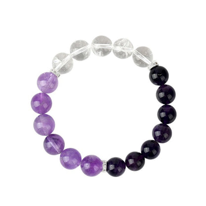 Natural Uruguay Amethyst & White Crystal Bracelet - Dreamy Purple Aura for Women