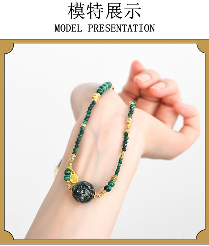 Natural Lacquer Five Elements Crystal Multi-Circle Bracelet & Necklace | Spiritual Balance Energy