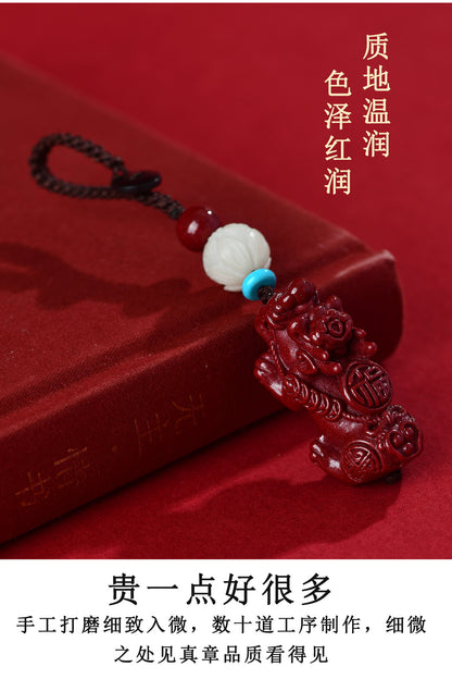 Natural Purple Gold Sand Pixiu Keychain Pendant - Wealth Attraction & Protection Amulet