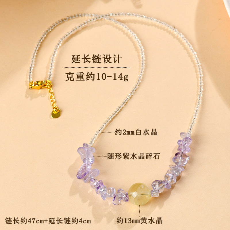 Natural Amethyst Citrine Collarbone Necklace | Spiritual Energy & Wealth Attraction