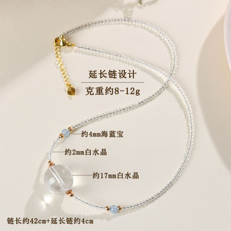 Natural White Crystal Adjustable Collarbone Necklace | Spiritual Protection & Elegant Fashion