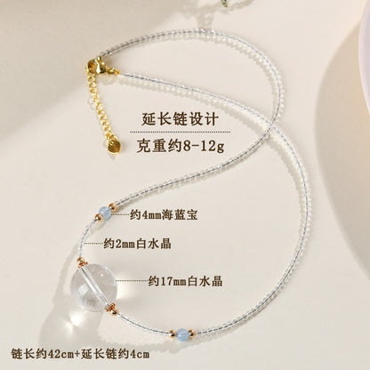 Natural White Crystal Adjustable Collarbone Necklace | Spiritual Protection & Elegant Fashion