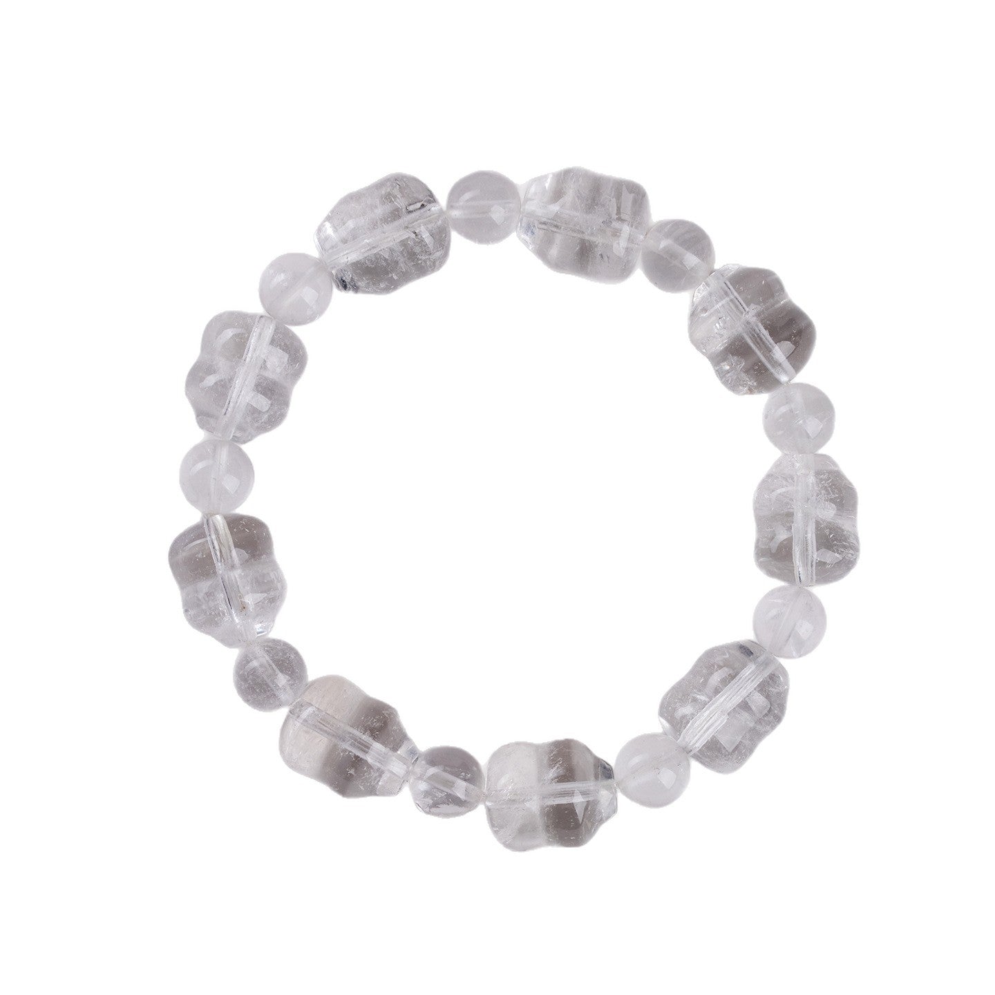 Natural White Crystal Gourd Bracelet | Fulu Blessing Ice Transparent Spiritual Jewelry