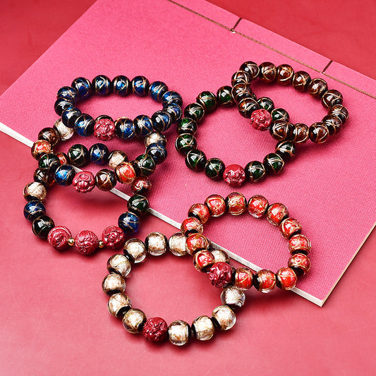 Tiger Year Incense Ash Glazed Bead Bracelet - Mystical Protection and Fortune Talisman