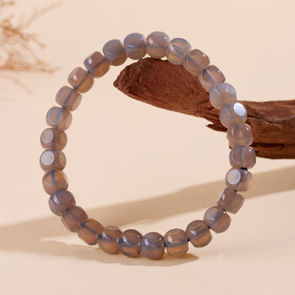 Mystical Gray Agate Sugar Cube Bracelet for Women - Harmony, Protection and Elegance