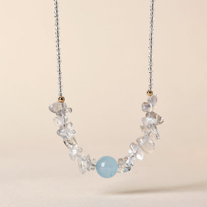Pure White Crystal Aquamarine Necklace | Spiritual Elegance & Harmony Charm