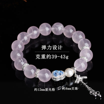 Natural Mozambique Starlight Pink Crystal Fortune Bracelet for Women - Love & Wealth Attraction