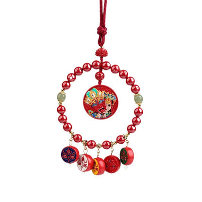 Imperial Red Cinnabar Five Directions God of Wealth Car Hanging for Prosperity and Safe Travels