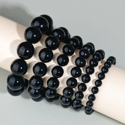 Black Obsidian Buddha Bead Bracelet with Gold Accents - Zodiac Year Protection for Couples