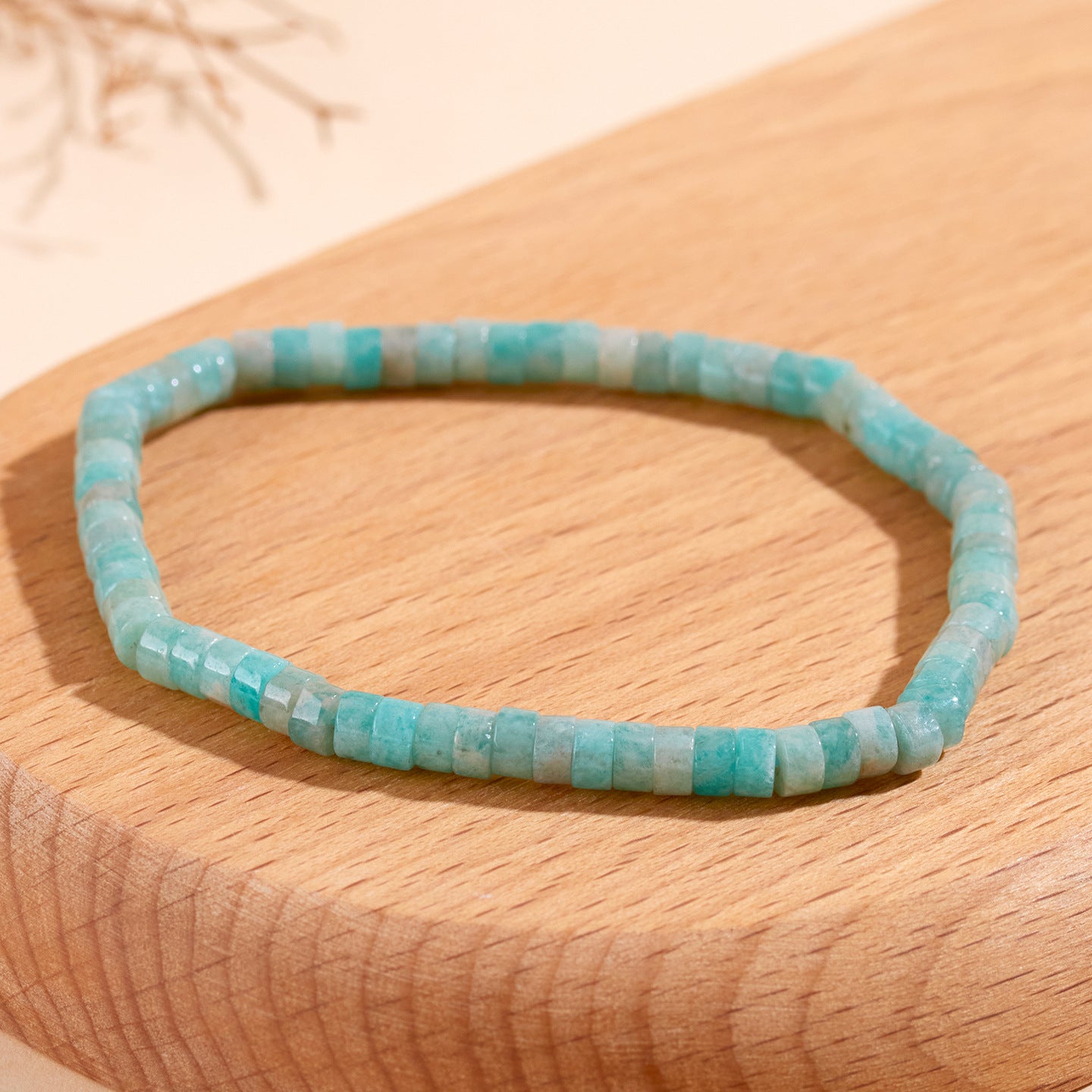 Natural Crystal Tourmaline Amazonite Straight Cut Tablet Bracelet - Spiritual Harmony & Protection