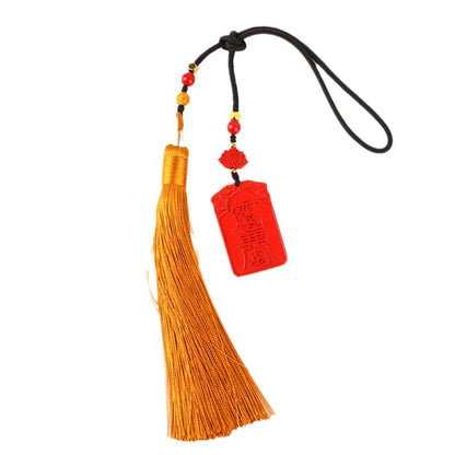 Natural Cinnabar Wu Sui General Car Hanging Ornament – Protection and Fortune Charm
