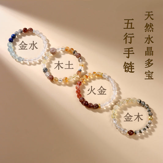 Five Elements Crystal Bracelet - Natural Gemstone Balance for Women