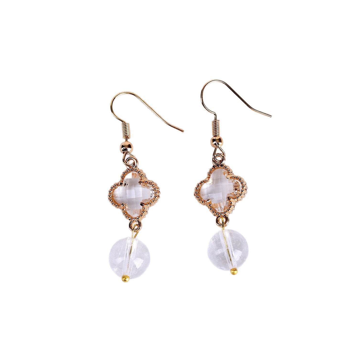 Natural Crystal Earrings | White Amethyst Yellow Tower Crystal Spiritual Energy Women's Jewelry