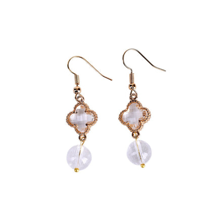 Natural Crystal Earrings | White Amethyst Yellow Tower Crystal Spiritual Energy Women's Jewelry