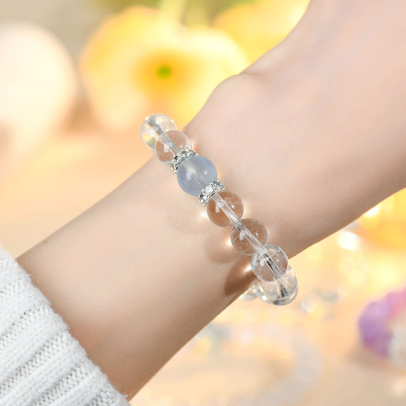 Natural White Crystal Aquamarine Spiritual Bracelet for Women - Harmony & Protection