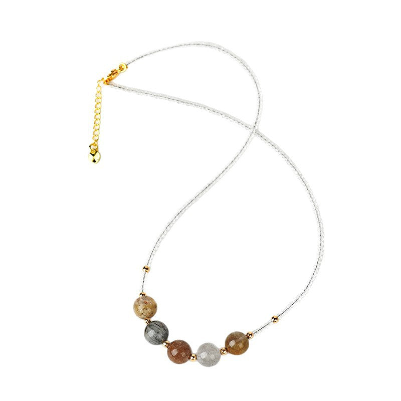 Natural White Crystal Four Seasons Ghost Collarbone Necklace - Adjustable Women's Spiritual Jewelry